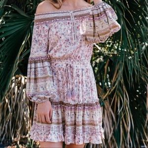 💖Love stitch boho printed off shoulder dress sz small